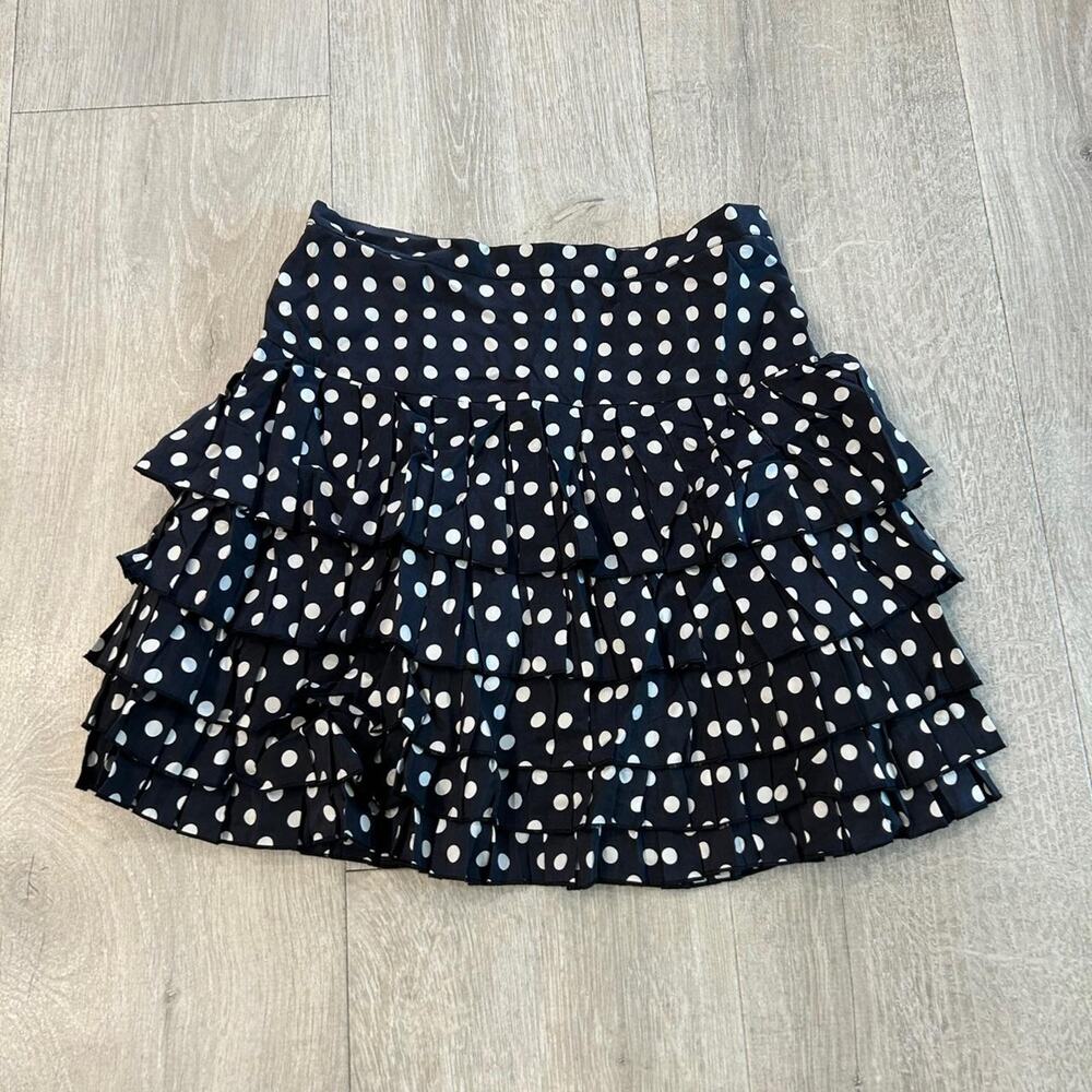 Michael Kors black and white silk ruffle mini skirt. Size 2